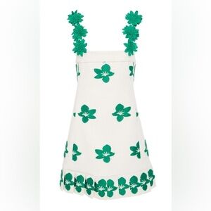Floral White and Green Dress